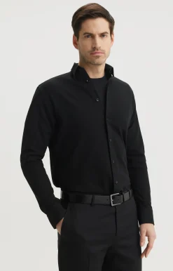 Czarna koszula slim fit w mikrowzór^Vistula Discount