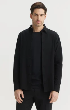 Czarna koszula slim fit w mikrowzór^Vistula Discount
